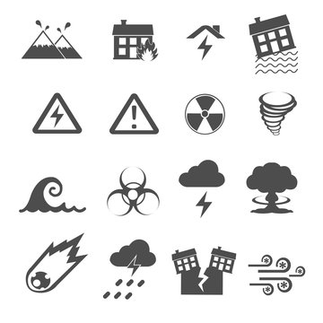 disaster icons set vector
