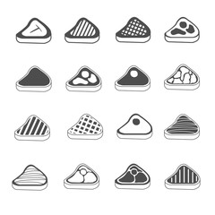 steak icons set vector