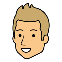 young man head avatar character vector illustration design