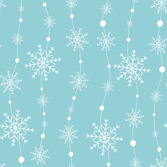 Абстрактные снежинки на нитях Рождественский фон. Векторная иллюстрация