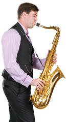 Fototapeta premium Man playing on a saxophone