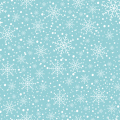 Абстрактные снежинки Рождественский фон. зимняя метель. Векторная иллюстрация - obrazy, fototapety, plakaty