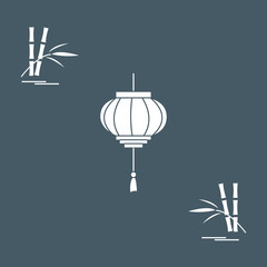 Stylized icon of the chinese lantern and bamboo. Travel and leisure.