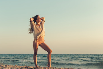 Woman is alone at beach