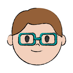 cartoon man with glasses icon over white background colorful design vector illustration