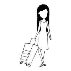 beautiful girl with suitcase vector illustration design