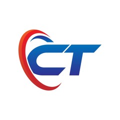 modern dynamic vector initial letters logo cb with circle swoosh red blue