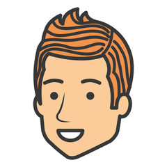 young man head avatar character vector illustration design