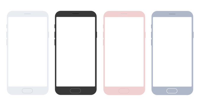 Set of vector mobile smart phone mockups for apps