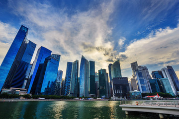 central business district building of Singapore city at sunset