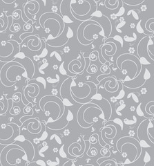 Obraz premium Beautiful floral pattern on gray background, seamless
