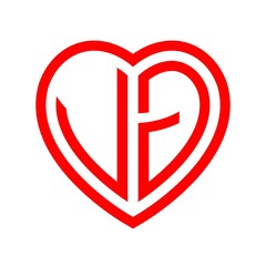 initial letters logo vg red monogram heart love shape
