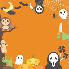 Halloween background in flat design and character