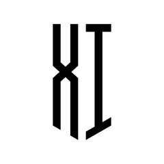 initial letters logo xi black monogram pentagon shield shape