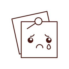 reminder notes with metal pin kawaii character vector illustration design