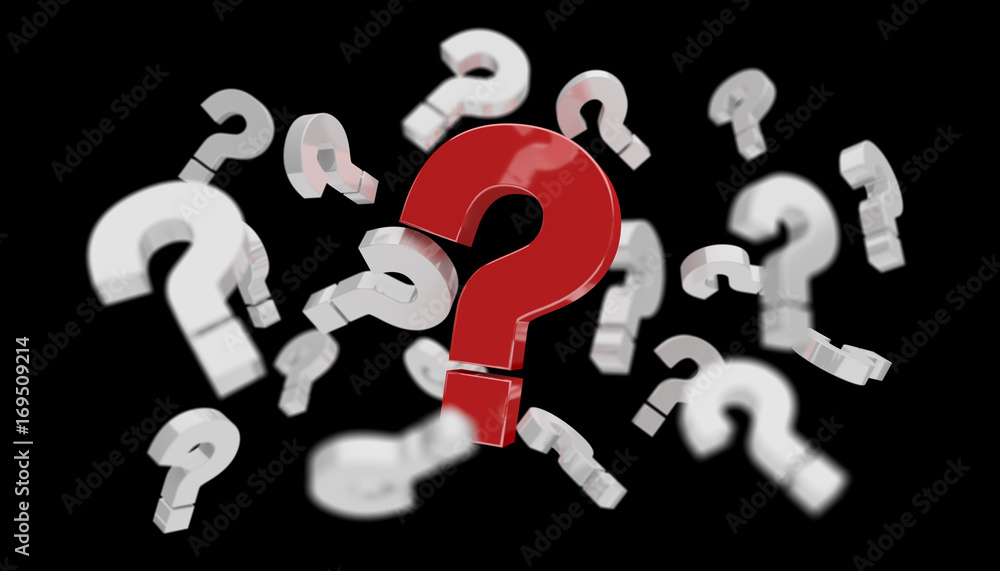 Poster 3D rendering question marks