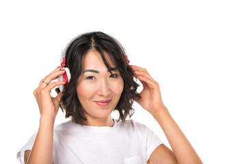 Naklejka premium woman listening music