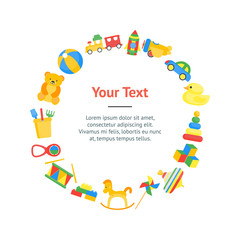 Child Toys Banner Card Circle Vector