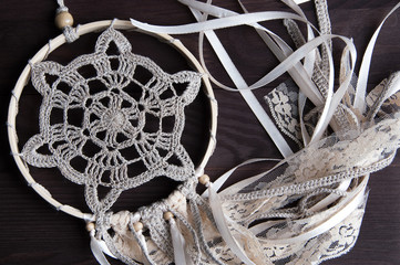 Beige crochet doily dream catcher
