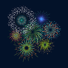 Color Celebration Fireworks Set. Vector