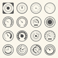 Circular meter, Collection of round gauge. Vector icons set