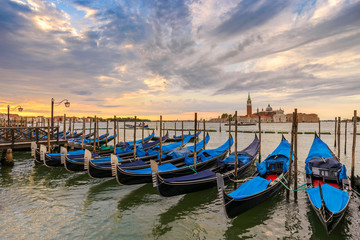 Venice Grand Canal and Gondola boat when sunrise, Venice (Venezia), Italy
