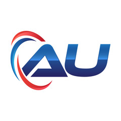 initial letter logo swoosh red blue