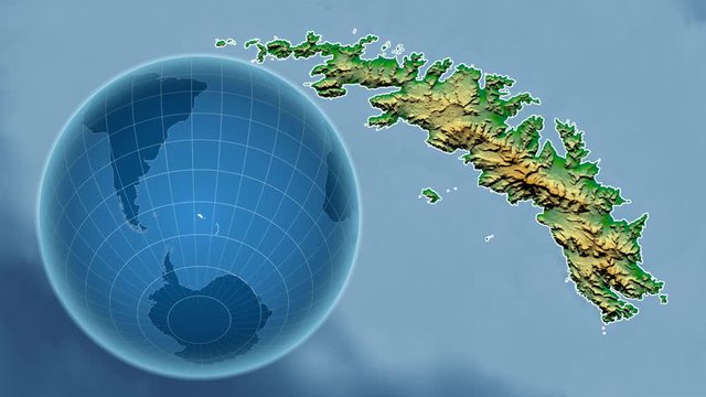 South Georgia and The South Sandwich Islands and Globe. Bumps shaded