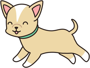 走る薄茶色の小型犬