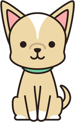お座りをする薄茶色の小型犬