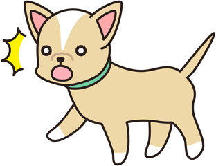 びっくりする薄茶色の小型犬