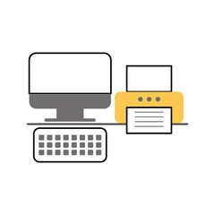 office printer with computer vector illustration design