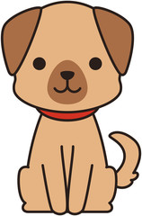 お座りをする茶色い犬