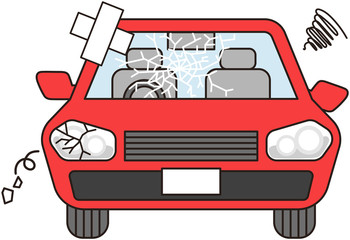 故障した車（赤）