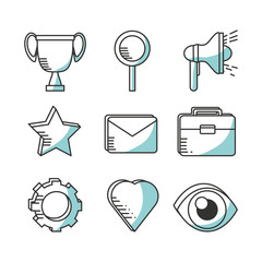 set line icons marketing concept vector illustration design