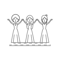 group women people with the hands up vector illustration