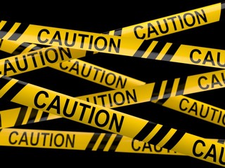 Cordon tape with caution text