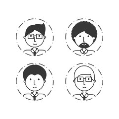line businessman avatar people with hairstyle vector illustration
