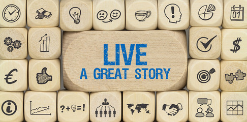 Live a great story / Würfel mit Symbole