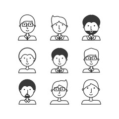 line businessman avatar people with hairstyle vector illustration