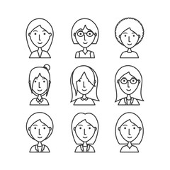line businesswoman avatar people with hairstyle vector illustration