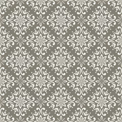 Outdoor-Kissen gray seamless damask pattern. Vintage ornament. background for wallpaper, printing on the packaging paper, textiles, tile. © gsshot