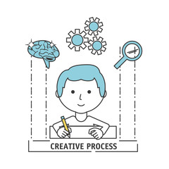 man creative imagination with innovation ideas vector illustration
