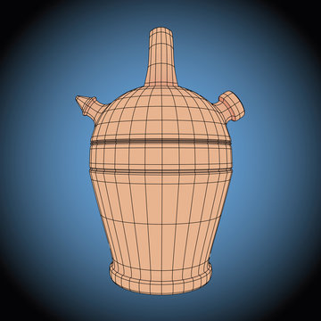 botijo or bucaro wireframe typical spanish water container