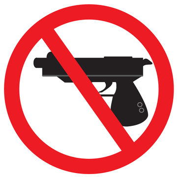 No gun sign symbol on isolated white background with simple vector design