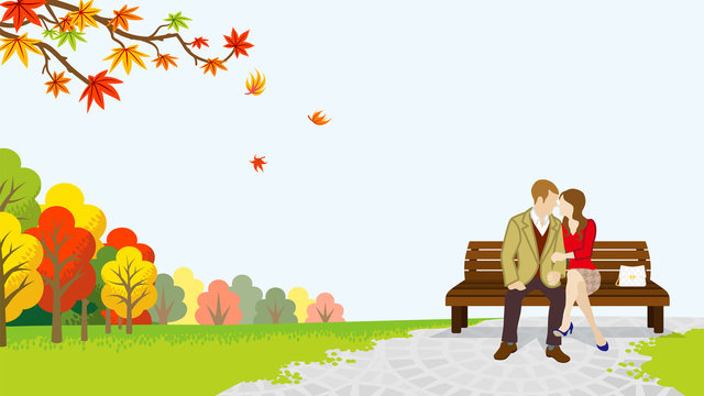 Couple in the Autumn park