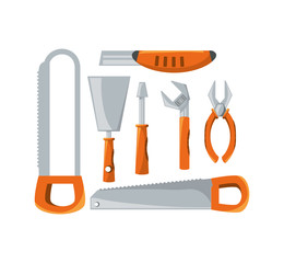 set equipment tool and repair service vector illustration