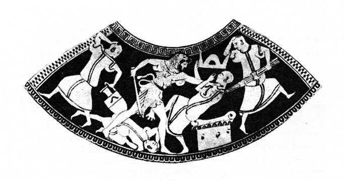 Heracles killing king Busiris and his suitors