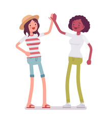 Young women giving high five