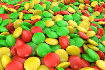 Sweet colorful candy. Candy variation color texture or background. 3D render.